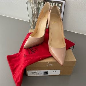 Christian Louboutin Nude Patent Leather Pointed-Toe Pumps